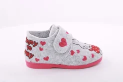 s´Knöpfli Kinder Hausschuh Klettverschluss Hasen Motiv grau S23 No34