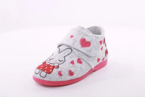s´Knöpfli Kinder Hausschuh Klettverschluss Hasen Motiv grau S23 No34