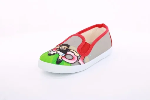 s`knöpfli Kinder Hausschuh Schlupfschuh Fussball- Motiv grau S13 V28902