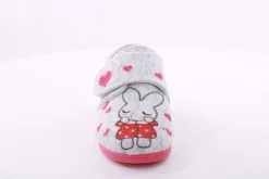 s´Knöpfli Kinder Hausschuh Klettverschluss Hasen Motiv grau S23 No34