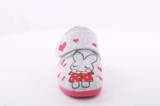 s´Knöpfli Kinder Hausschuh Klettverschluss Hasen Motiv grau S23 No34