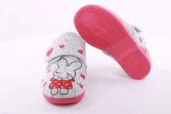 s´Knöpfli Kinder Hausschuh Klettverschluss Hasen Motiv grau S23 No34