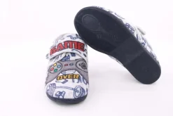 s´knöpfli Kinder Hausschuh Klettverschluss Game Over Motiv grau S23 No30