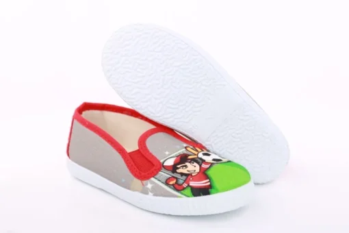 s`knöpfli Kinder Hausschuh Schlupfschuh Fussball- Motiv grau S13 V28902