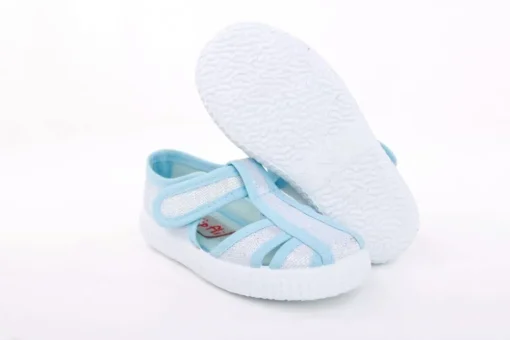 s`knöpfli Kinder Hausschuh Mädchen Glitzer- Effekt blau S13 V28970