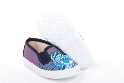 s`knöpfli Kinder Hausschuh Schlupfschuh Hai- Motiv blau S13 V28803