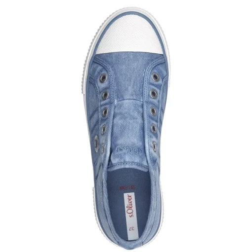 s.Oliver Damen Stoff- Sneaker Slipper sportlich grün, blau S14 5-24708-42