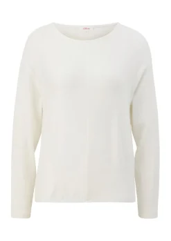 s.Oliver Damen Sweatshirt Rippstruktur weiß, blau S23 2136402