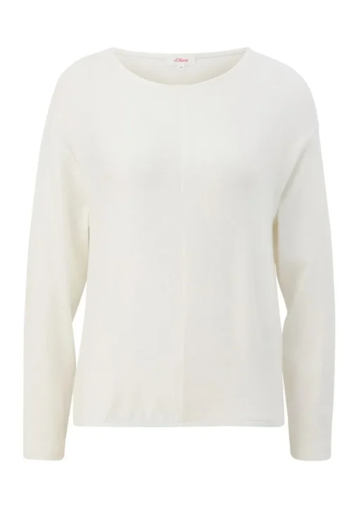 s.Oliver Damen Sweatshirt Rippstruktur weiß, blau S23 2136402