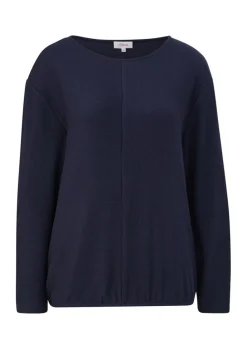 s.Oliver Damen Sweatshirt Rippstruktur weiß, blau S23 2136402