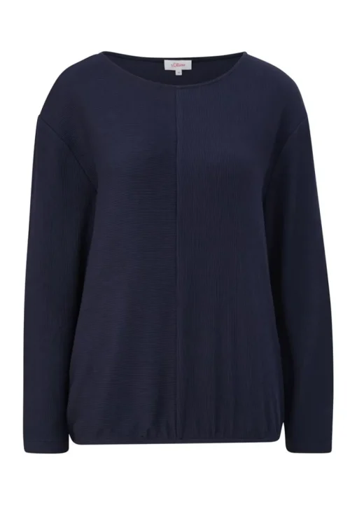 s.Oliver Damen Sweatshirt Rippstruktur weiß, blau S23 2136402