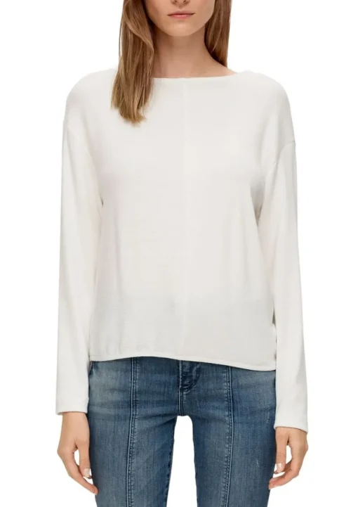 s.Oliver Damen Sweatshirt Rippstruktur weiß, blau S23 2136402