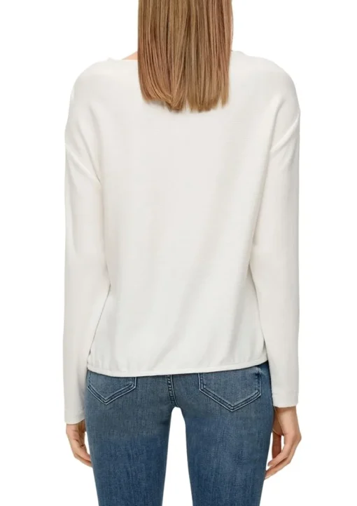 s.Oliver Damen Sweatshirt Rippstruktur weiß, blau S23 2136402