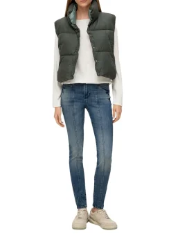 s.Oliver Damen Sweatshirt Rippstruktur weiß, blau S23 2136402