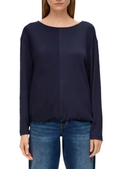 s.Oliver Damen Sweatshirt Rippstruktur weiß, blau S23 2136402