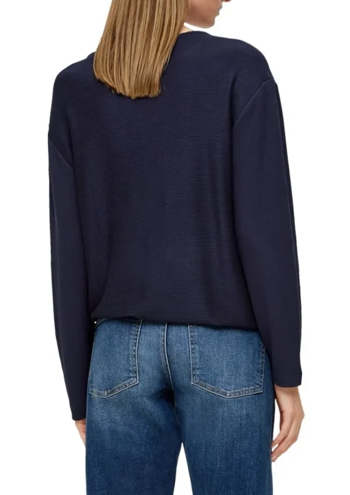 s.Oliver Damen Sweatshirt Rippstruktur weiß, blau S23 2136402