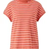 s.Oliver Damen  T-Shirt überschnittene Schulter Streifen rot blau S12 2112331
