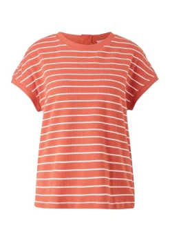 s.Oliver Damen  T-Shirt überschnittene Schulter Streifen rot blau S12 2112331