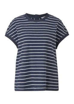 s.Oliver Damen  T-Shirt überschnittene Schulter Streifen rot blau S12 2112331