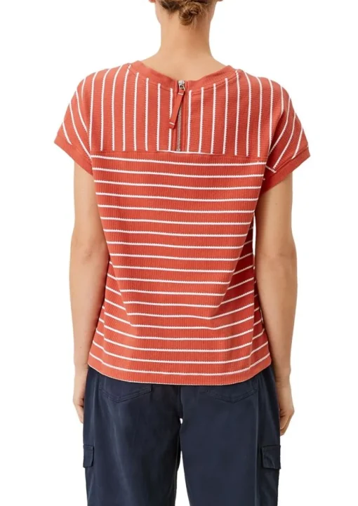 s.Oliver Damen  T-Shirt überschnittene Schulter Streifen rot blau S12 2112331