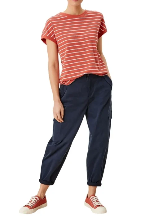 s.Oliver Damen  T-Shirt überschnittene Schulter Streifen rot blau S12 2112331