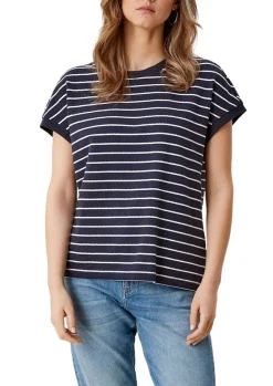 s.Oliver Damen  T-Shirt überschnittene Schulter Streifen rot blau S12 2112331