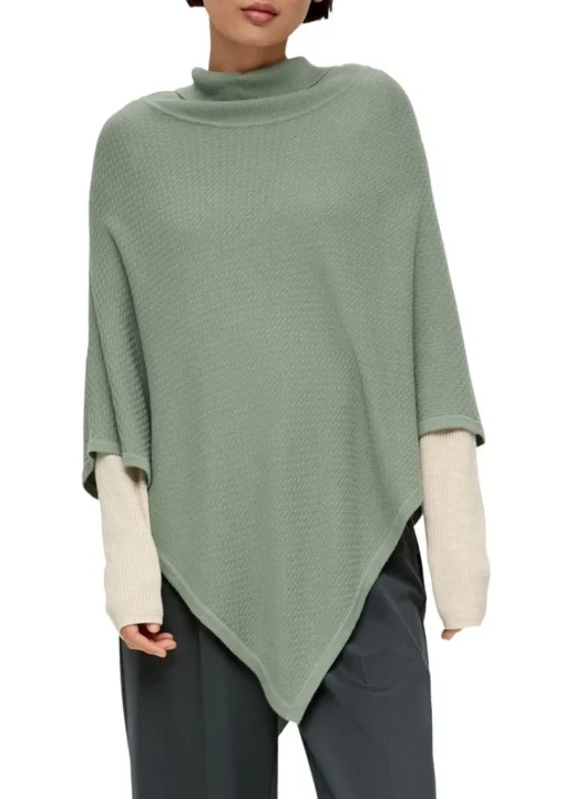 S.Oliver Poncho aus Viskose-Baumwoll-Mix orange, grün S23 2135651