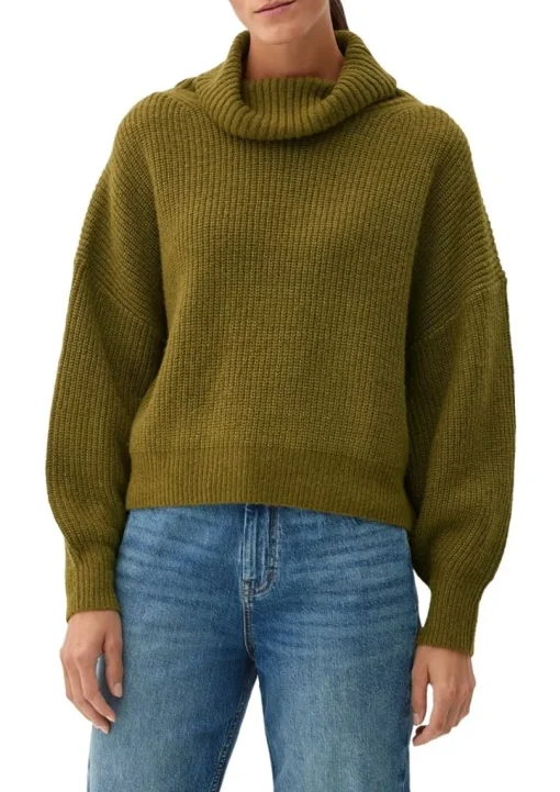 s.Oliver Pullover Rippstruktur Rollkragen weiß,orange, grün, schwarz S22 2120703