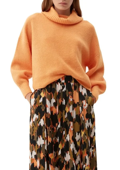 s.Oliver Pullover Rippstruktur Rollkragen weiß,orange, grün, schwarz S22 2120703