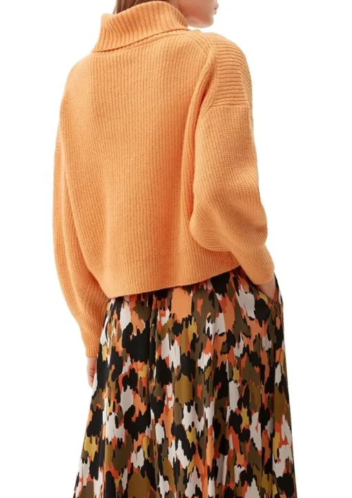 s.Oliver Pullover Rippstruktur Rollkragen weiß,orange, grün, schwarz S22 2120703