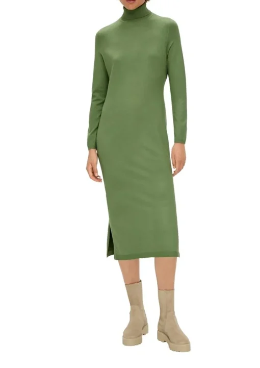 S.Oliver Strickkleid grün & schwarz S23 2138237