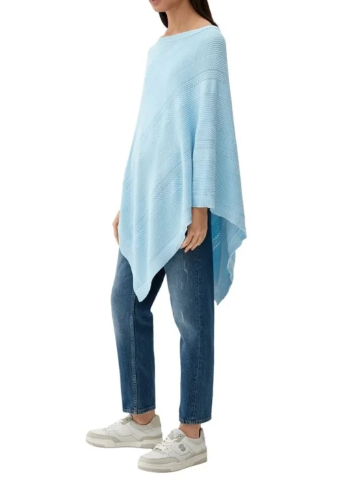 s.Oliver Strickponcho aus Viskosemix weiß, blau, orange S13  2128002