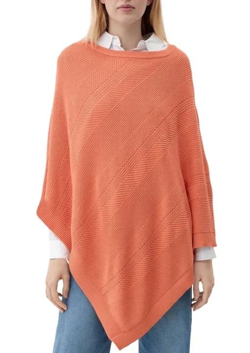 s.Oliver Strickponcho aus Viskosemix weiß, blau, orange S13  2128002