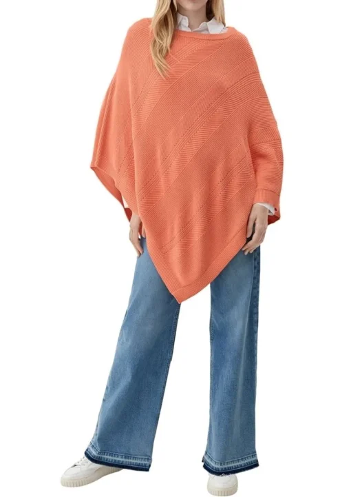 s.Oliver Strickponcho aus Viskosemix weiß, blau, orange S13  2128002