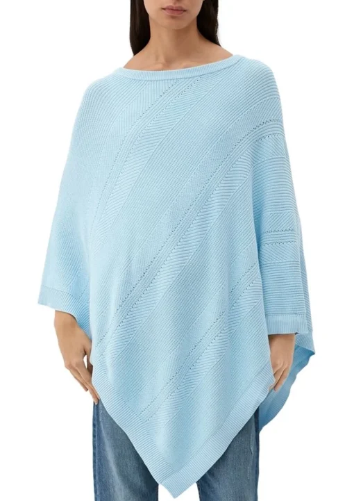 s.Oliver Strickponcho aus Viskosemix weiß, blau, orange S13  2128002