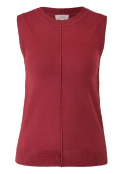 s.Oliver Stricktop Pullunder Ripp- Details, Ziernahnt rot,grau,schwarz S22 2120337