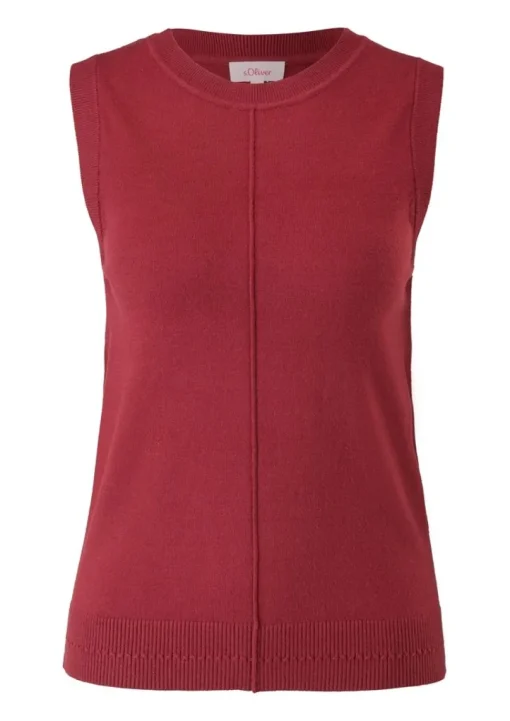 s.Oliver Stricktop Pullunder Ripp- Details, Ziernahnt rot,grau,schwarz S22 2120337