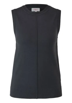 s.Oliver Stricktop Pullunder Ripp- Details, Ziernahnt rot,grau,schwarz S22 2120337