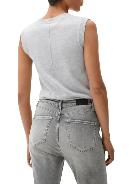 s.Oliver Stricktop Pullunder Ripp- Details, Ziernahnt rot,grau,schwarz S22 2120337