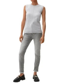 s.Oliver Stricktop Pullunder Ripp- Details, Ziernahnt rot,grau,schwarz S22 2120337