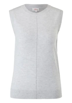 s.Oliver Stricktop Pullunder Ripp- Details, Ziernahnt rot,grau,schwarz S22 2120337