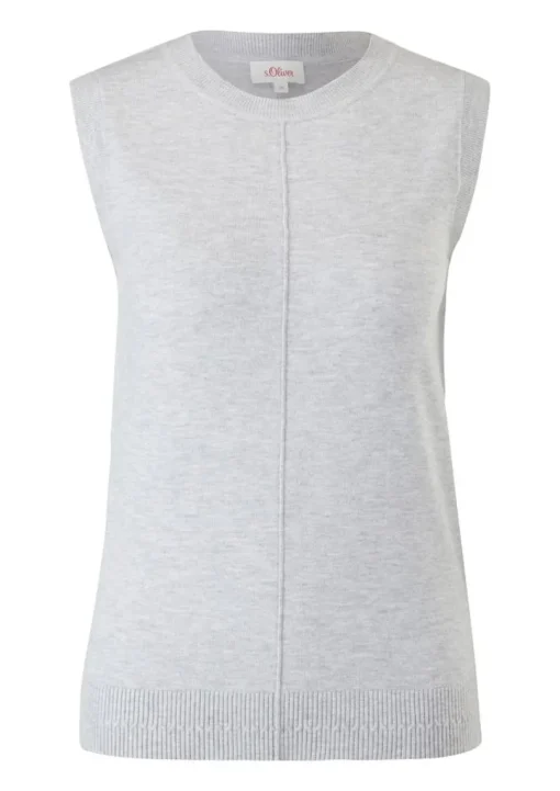 s.Oliver Stricktop Pullunder Ripp- Details, Ziernahnt rot,grau,schwarz S22 2120337