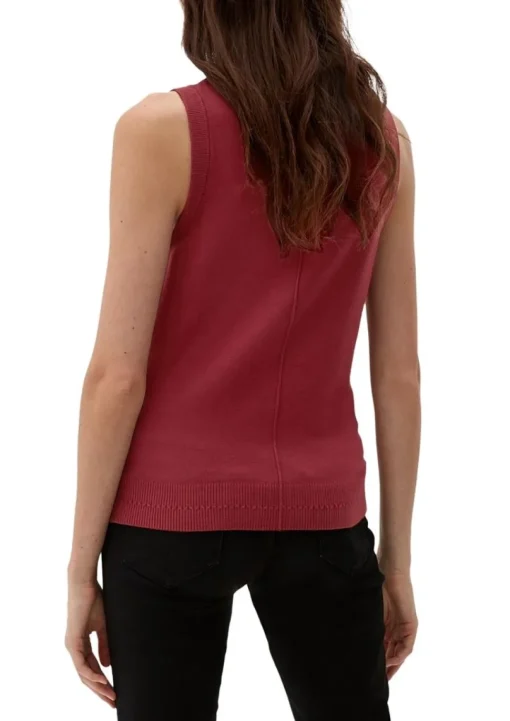 s.Oliver Stricktop Pullunder Ripp- Details, Ziernahnt rot,grau,schwarz S22 2120337