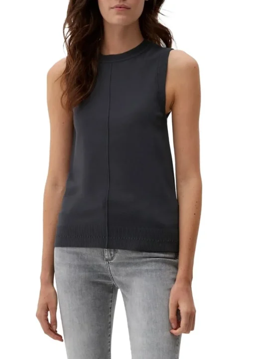 s.Oliver Stricktop Pullunder Ripp- Details, Ziernahnt rot,grau,schwarz S22 2120337