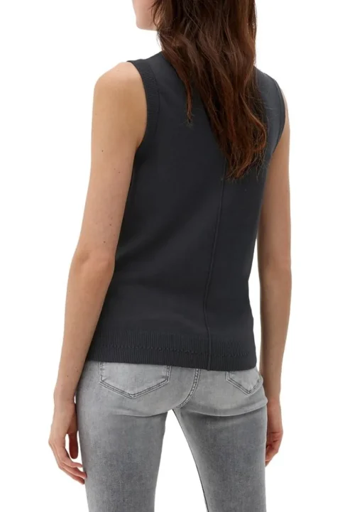 s.Oliver Stricktop Pullunder Ripp- Details, Ziernahnt rot,grau,schwarz S22 2120337