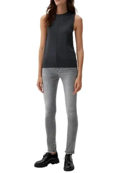 s.Oliver Stricktop Pullunder Ripp- Details, Ziernahnt rot,grau,schwarz S22 2120337