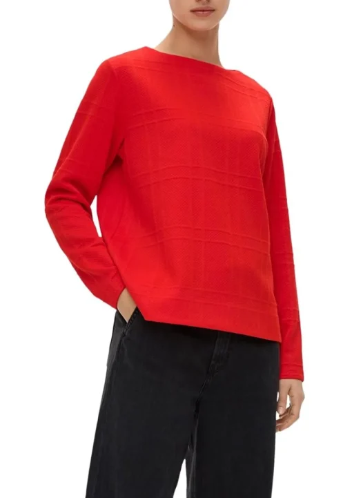 S.Oliver Sweatshirt mit Musterstruktur rot & schwarz S23 2139339