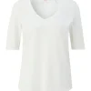 s.Oliver T-Shirt mit Rollsaum weiß, grün, schwarz, orange S13  2130253