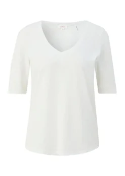 s.Oliver T-Shirt mit Rollsaum weiß, grün, schwarz, orange S13  2130253