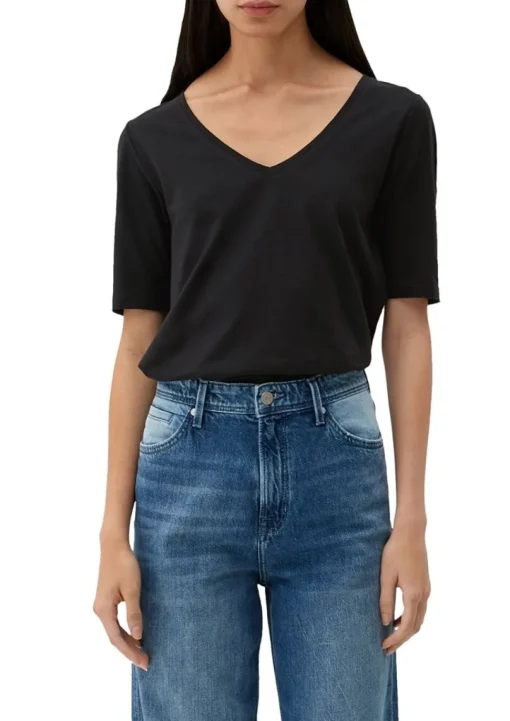 s.Oliver T-Shirt mit Rollsaum weiß, grün, schwarz, orange S13  2130253